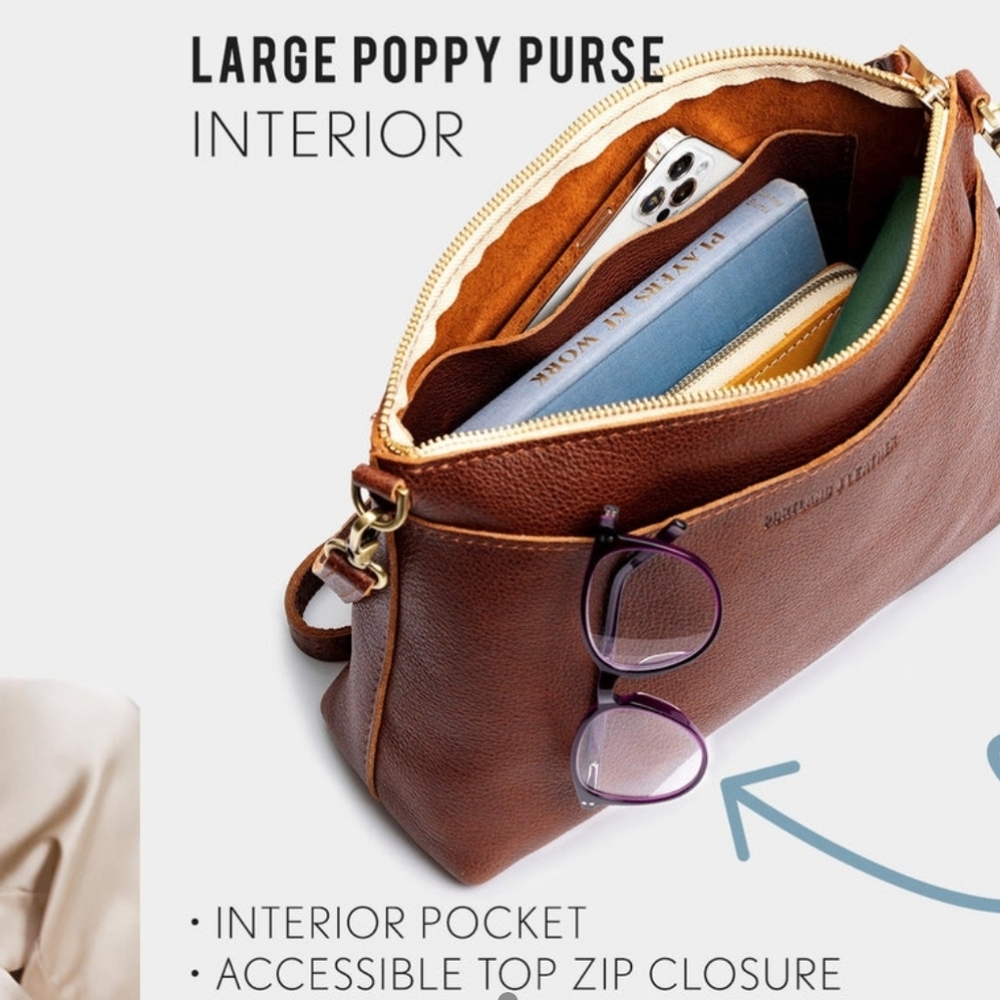 Portland Leather Goods Large Poppy Crossbody Bacalar Green - Picture 12 of 16
